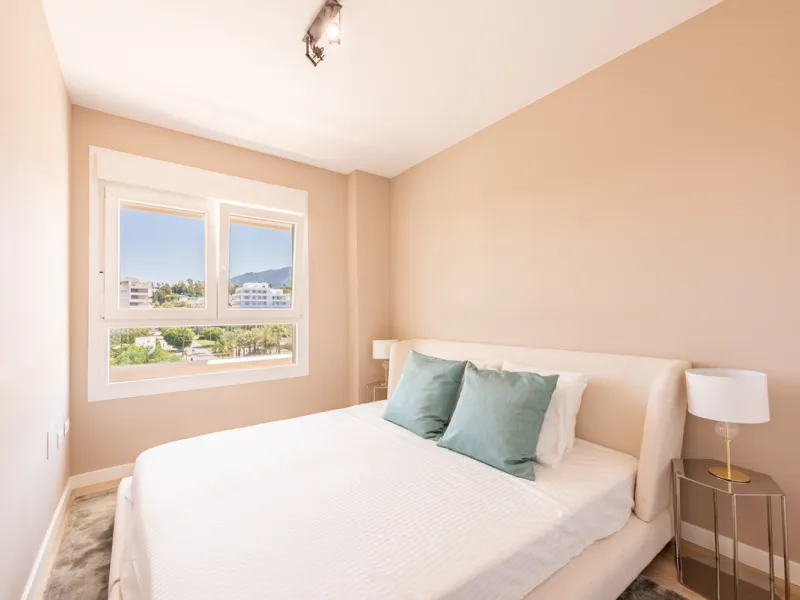 This brand new, never-before-occupied apartment is situated in the prestigious area of Nueva Andalucia, Marbella, Malaga, embodying both luxury and convenience on the renowned Costa Del Sol. Offering three bedrooms and two bathrooms, including an en-suite