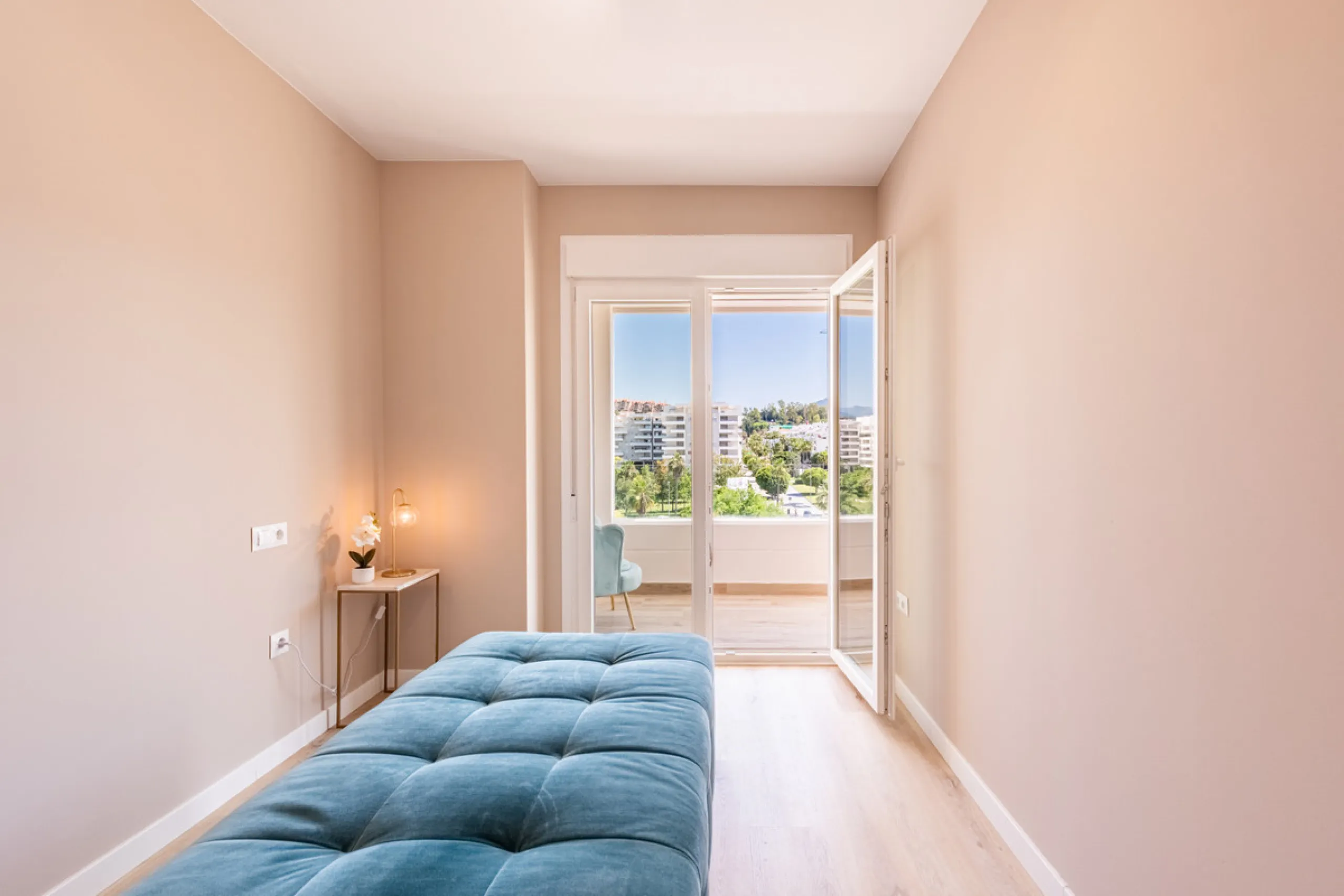 This brand new, never-before-occupied apartment is situated in the prestigious area of Nueva Andalucia, Marbella, Malaga, embodying both luxury and convenience on the renowned Costa Del Sol. Offering three bedrooms and two bathrooms, including an en-suite