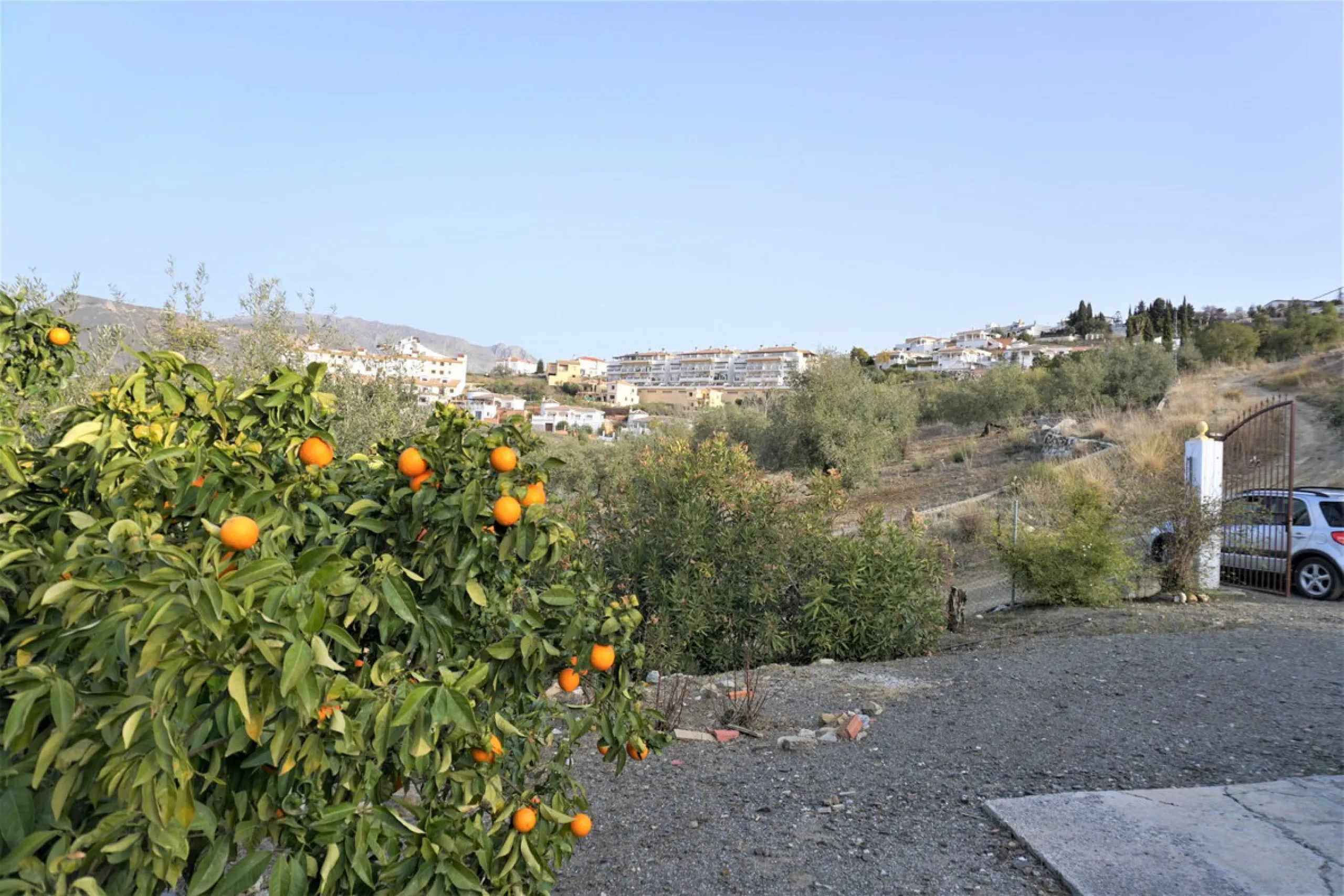 Just outside Alcaucin and within walking distance of the village you can find this finca with a well-maintained country house of 121 m2. In front of the house there ́s a spacious terrace overlooking the olive grove of a 130 olive trees and other fruit tre