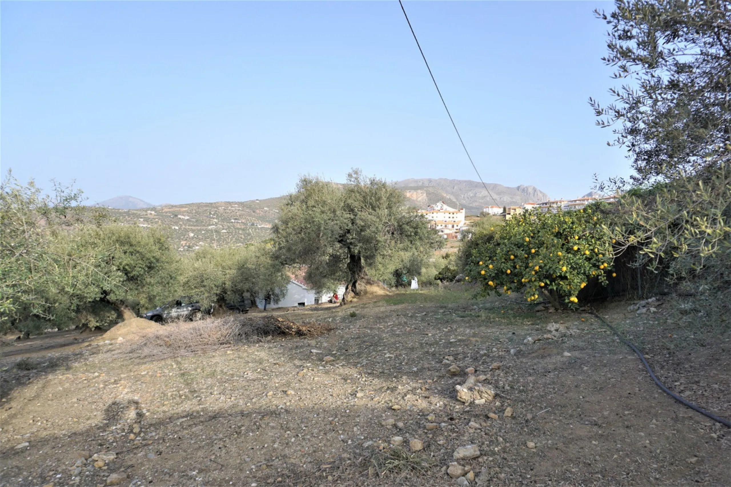 Just outside Alcaucin and within walking distance of the village you can find this finca with a well-maintained country house of 121 m2. In front of the house there ́s a spacious terrace overlooking the olive grove of a 130 olive trees and other fruit tre