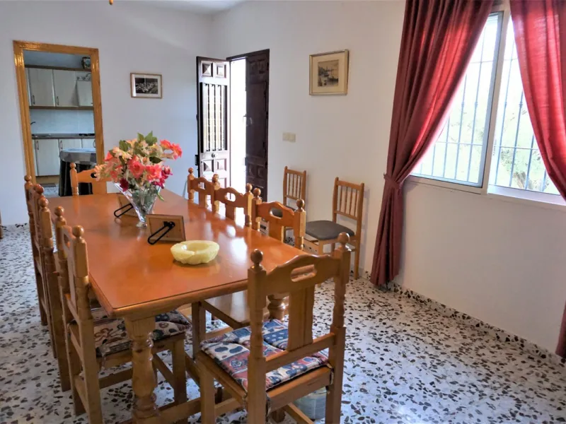 Just outside Alcaucin and within walking distance of the village you can find this finca with a well-maintained country house of 121 m2. In front of the house there ́s a spacious terrace overlooking the olive grove of a 130 olive trees and other fruit tre