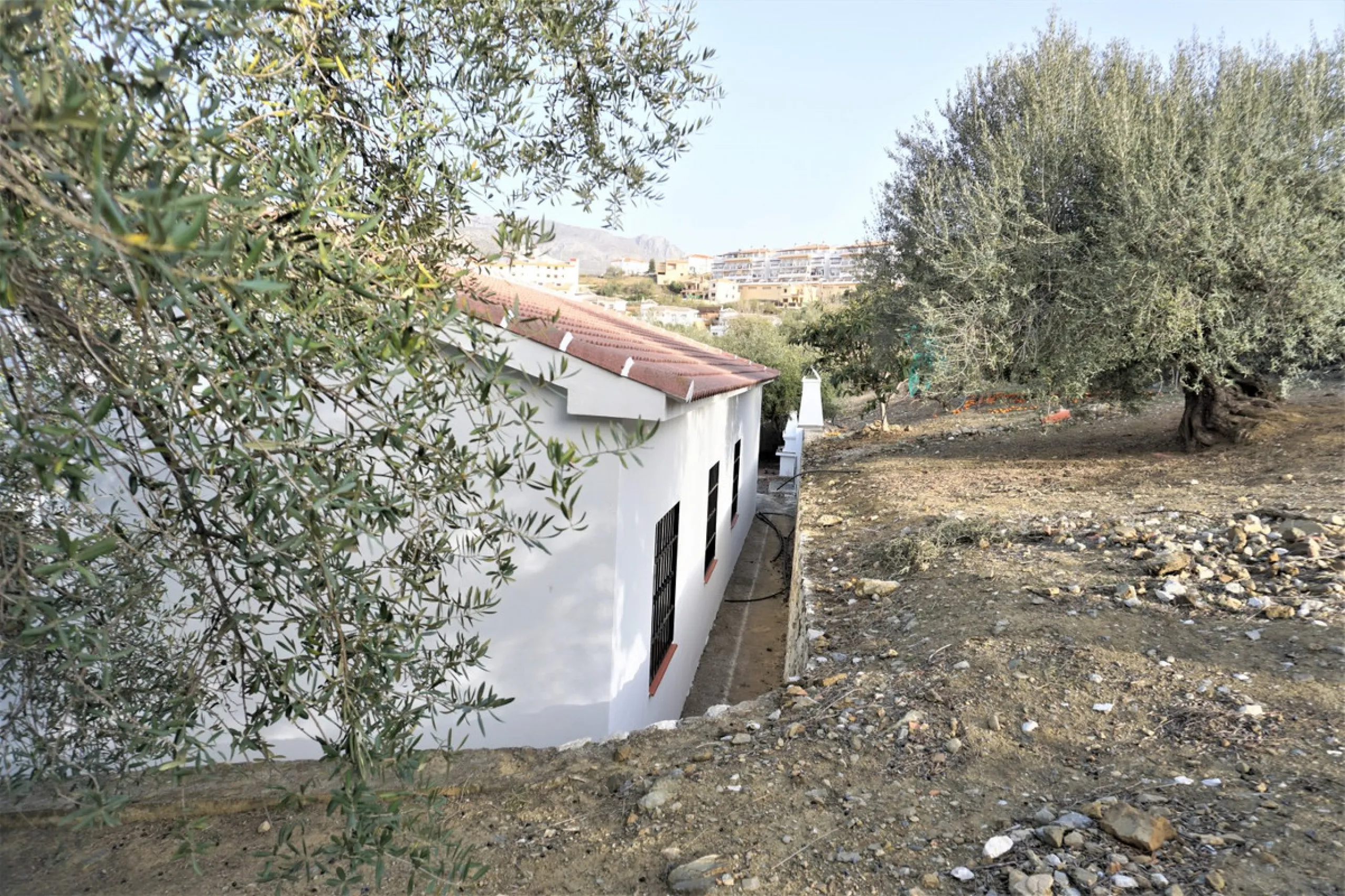 Just outside Alcaucin and within walking distance of the village you can find this finca with a well-maintained country house of 121 m2. In front of the house there ́s a spacious terrace overlooking the olive grove of a 130 olive trees and other fruit tre