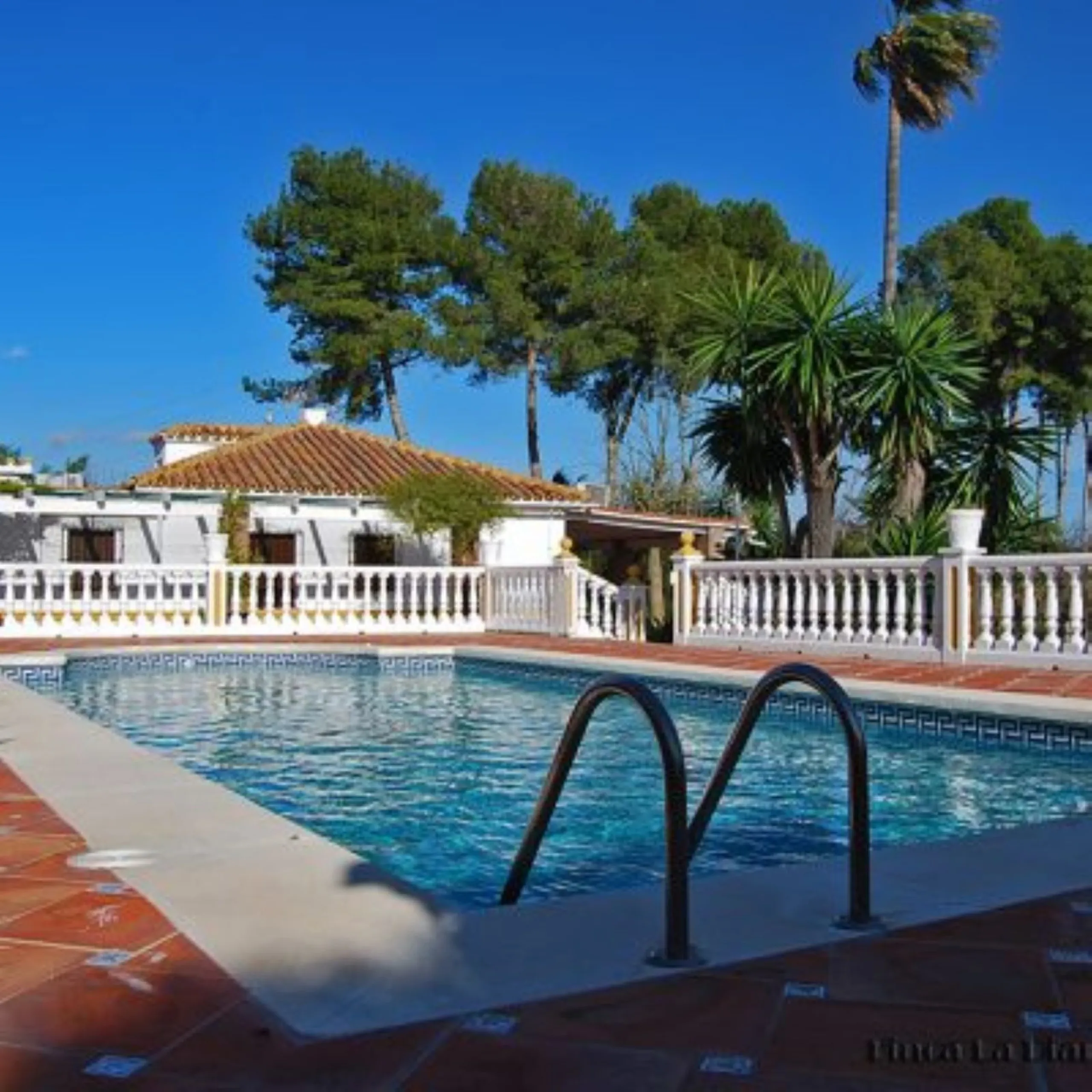 Andalusian Villa located on a plot of 12,000 square meters. With a 3000 m2 garden, mature with some trees over 100 years old, close to schools and shops, with easy access to the highway and close to Malaga airport.