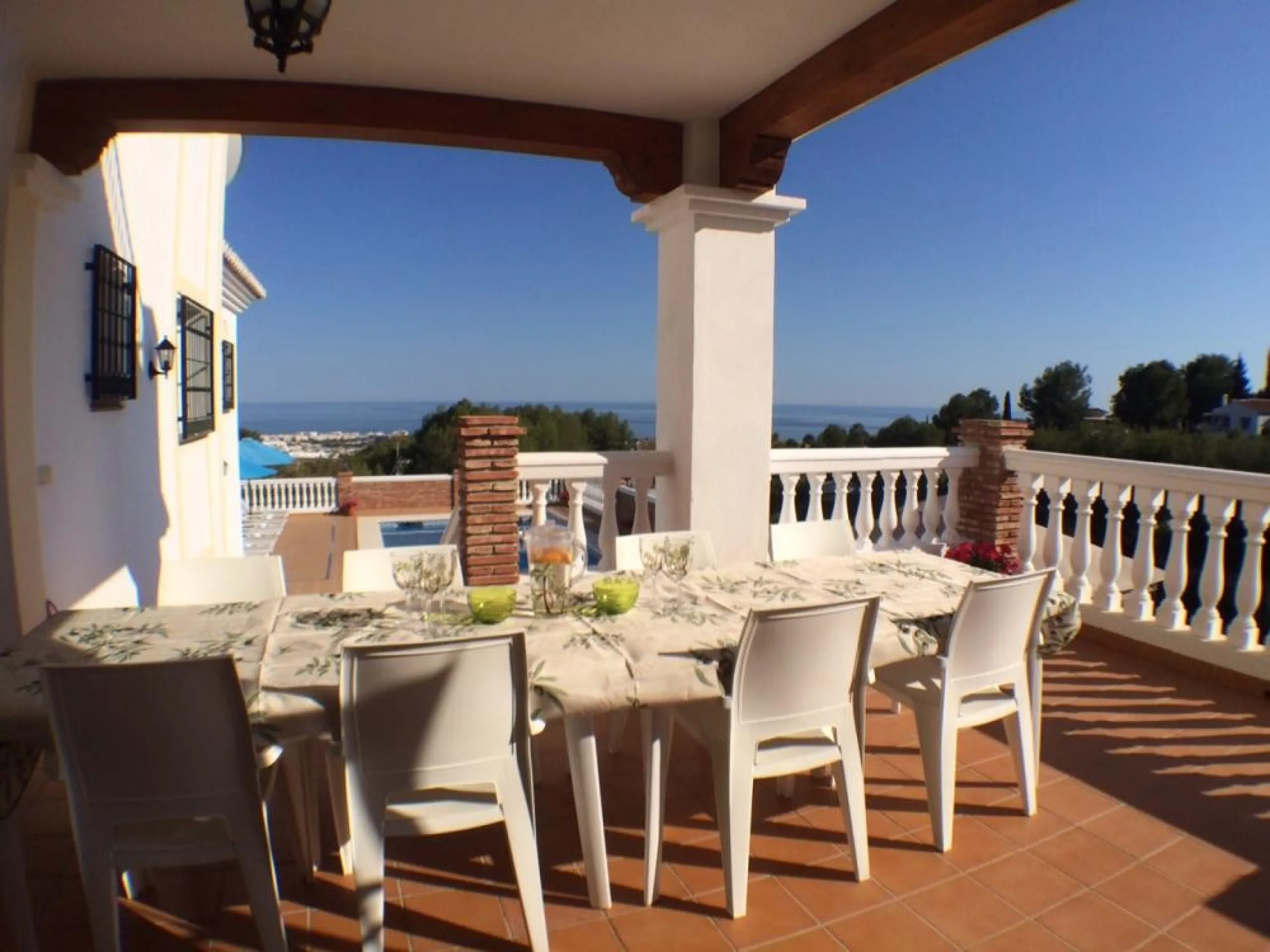 Nestled in the serene and sought-after community of Cortijos San Rafael, just off the Frigiliana road near Nerja, this outstanding detached villa—completed in 2008—offers an exceptional standard of living with stunning panoramic views of both the sea and 
