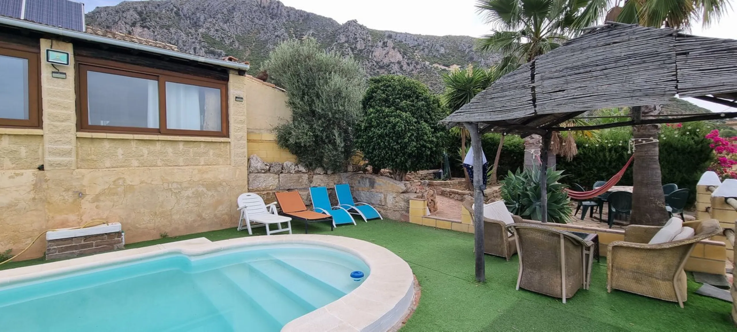 Great finca with three bedrooms, two bathrooms, lots of land and private pool. Just on the entrance of Casares village, no difficult roads, easy access, great quiet location and it has the most spectacular views that you will be able to find. There are 3 