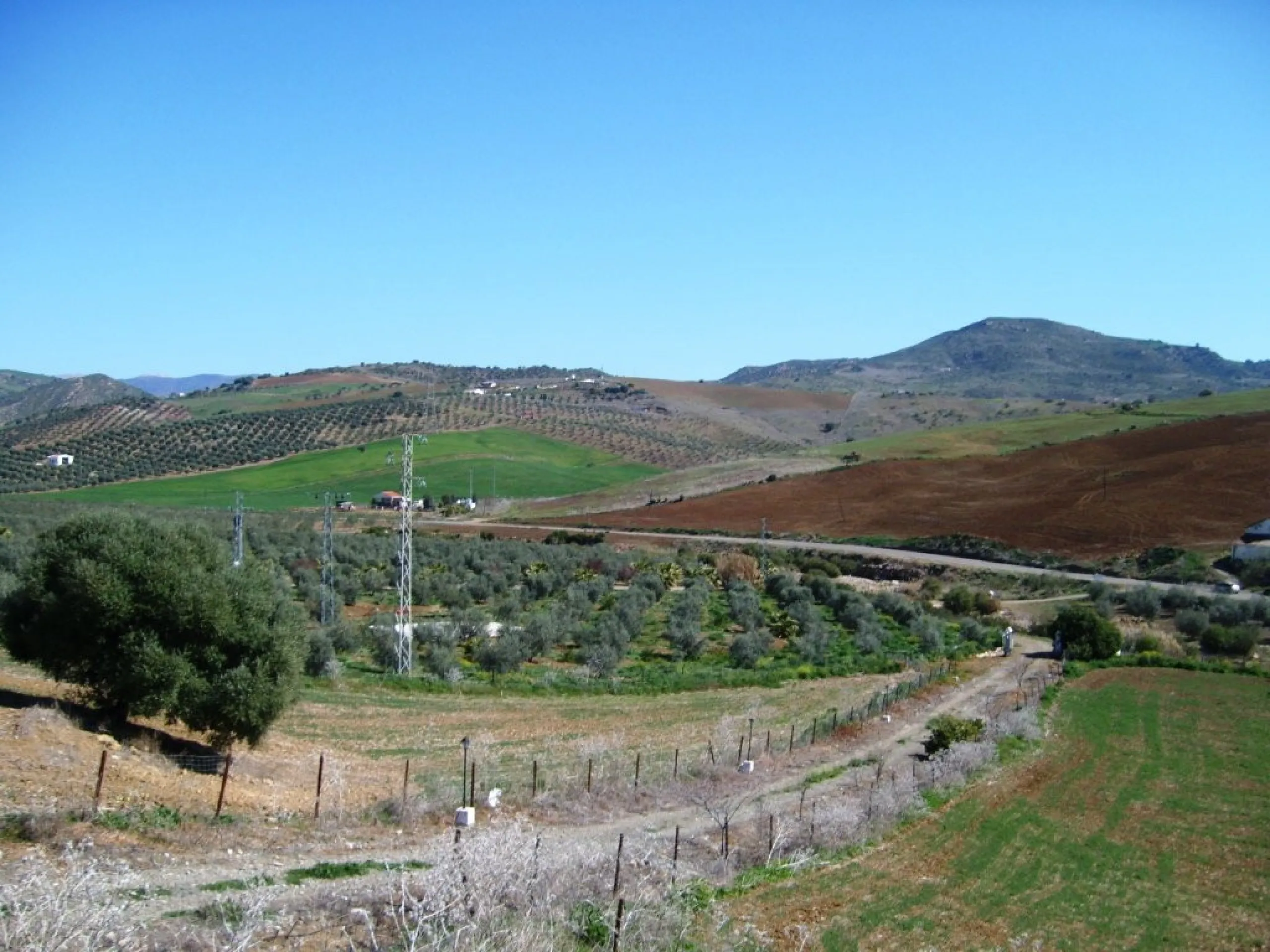 743-V For sale a farm with a house of 150 m2, all on one level consisting of very spacious lounge/dining room with fireplace, fitted kitchen, 2 bedrooms, 2 bathrooms, pantry, storage room, terrace with views to the Guadalhorce Valley, has 200 000 m2 of fe