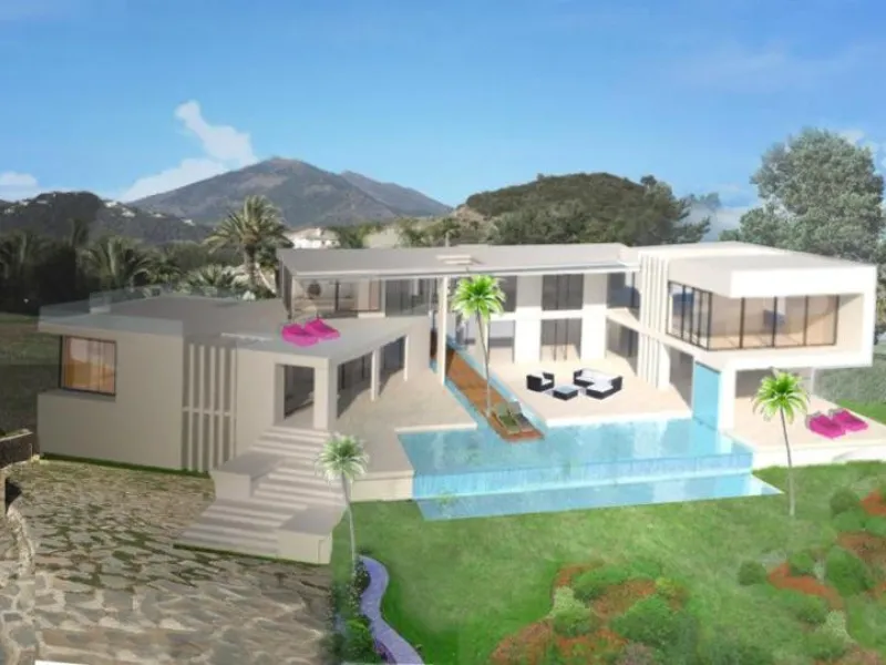 This luxury mansion is situated in La Vega del Colorado near La Quinta Golf, a gated community with 24h security. The property consists of 8 bedrooms (5 in the main house and another 3 in the adjacent guest house), 8 bathrooms (5+3), a guest toilet, 3 lar