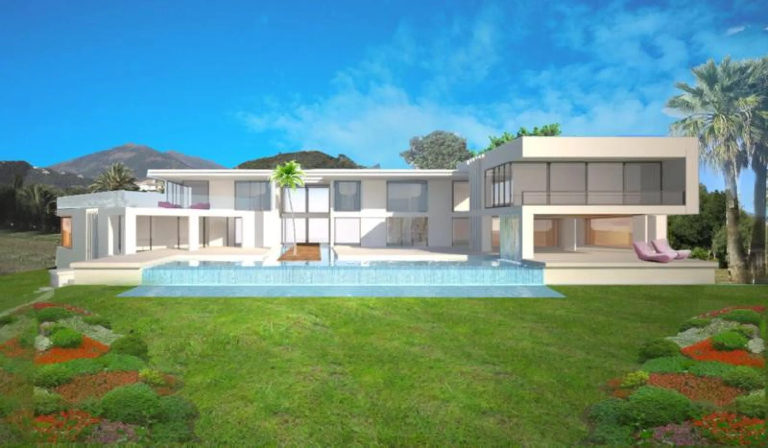 This luxury mansion is situated in La Vega del Colorado near La Quinta Golf, a gated community with 24h security. The property consists of 8 bedrooms (5 in the main house and another 3 in the adjacent guest house), 8 bathrooms (5+3), a guest toilet, 3 lar