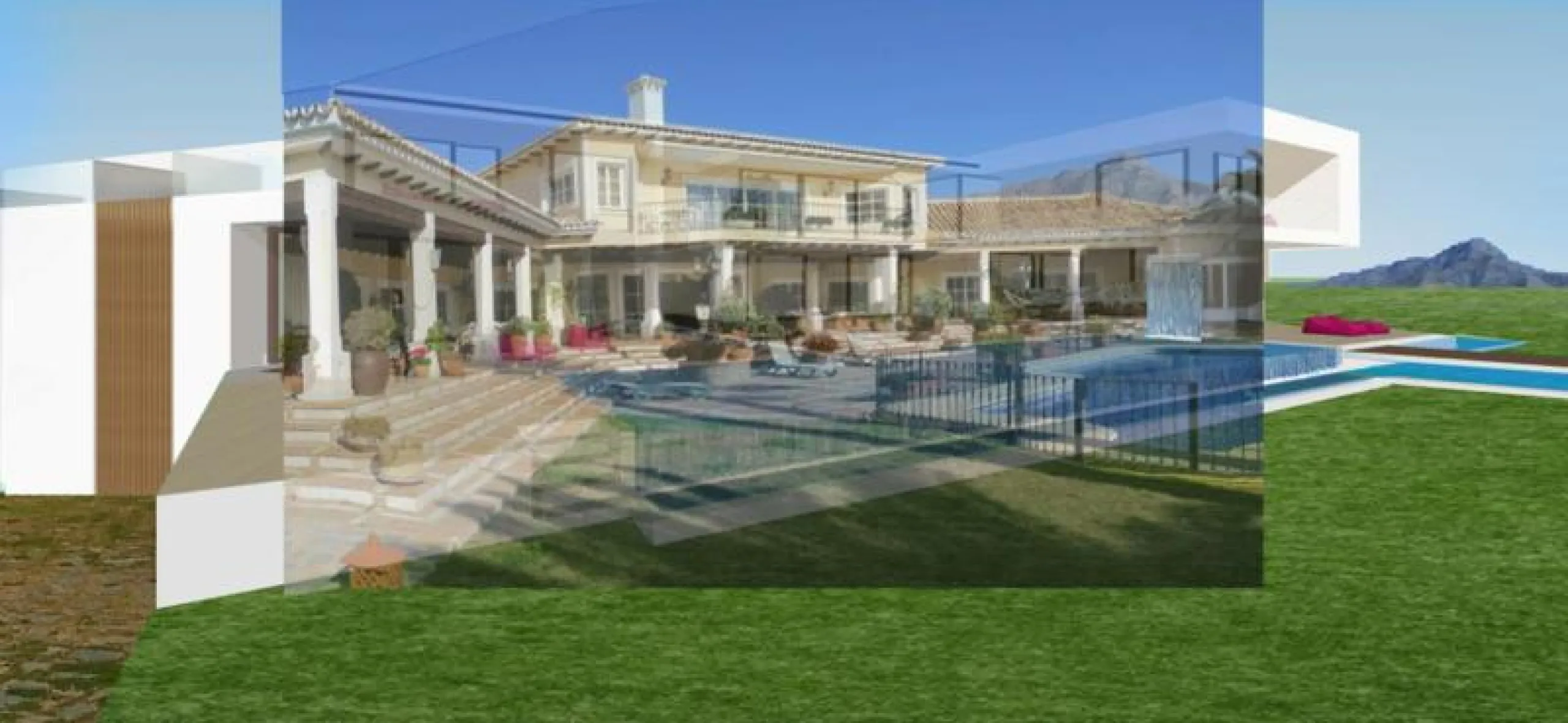 This luxury mansion is situated in La Vega del Colorado near La Quinta Golf, a gated community with 24h security. The property consists of 8 bedrooms (5 in the main house and another 3 in the adjacent guest house), 8 bathrooms (5+3), a guest toilet, 3 lar