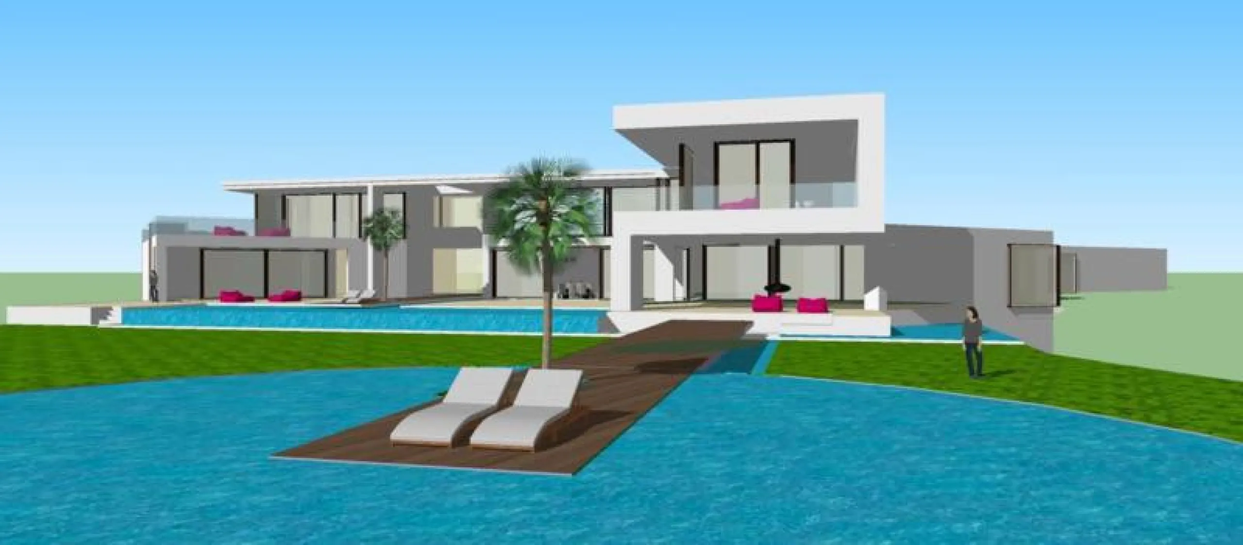 This luxury mansion is situated in La Vega del Colorado near La Quinta Golf, a gated community with 24h security. The property consists of 8 bedrooms (5 in the main house and another 3 in the adjacent guest house), 8 bathrooms (5+3), a guest toilet, 3 lar