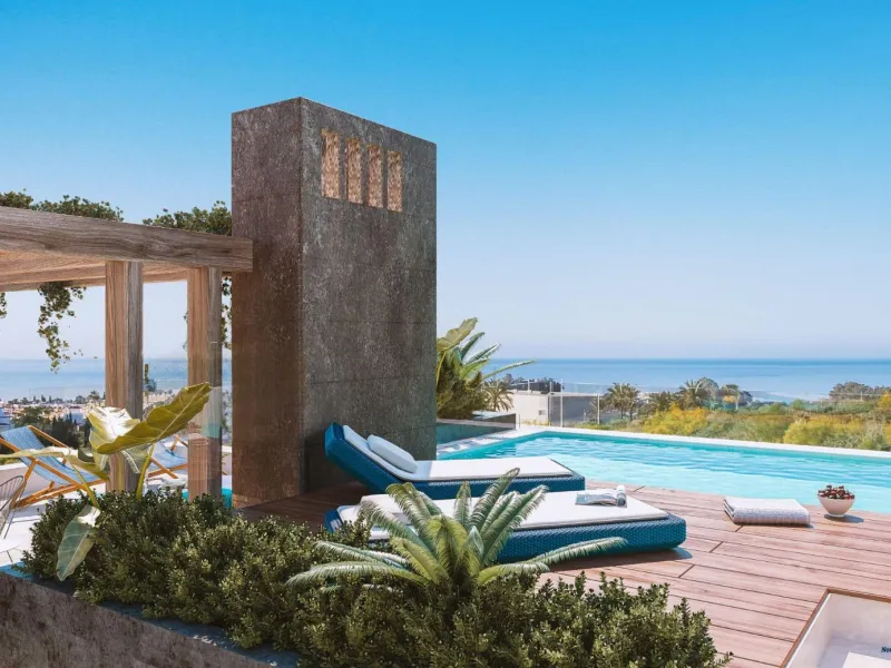 Luxurious New Build Townhouses in Río Real, Marbella& & Exclusive Community with Premium Amenities& Nestled in the prestigious Río Real neighborhood of Marbella, this stunning development offers 27 townhouses and semi-detached houses, designed to