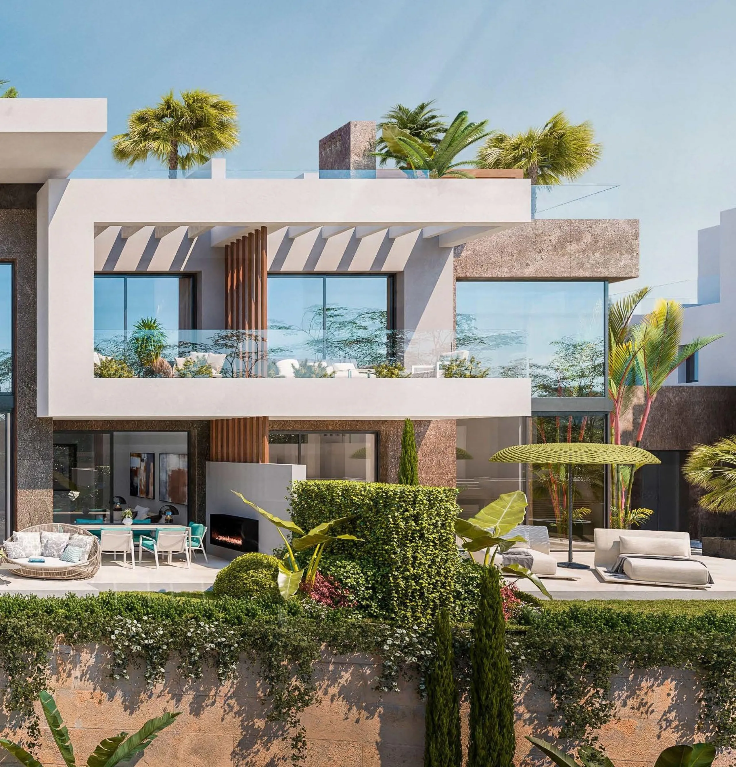 Luxurious New Build Townhouses in Río Real, Marbella& & Exclusive Community with Premium Amenities& Nestled in the prestigious Río Real neighborhood of Marbella, this stunning development offers 27 townhouses and semi-detached houses, designed to
