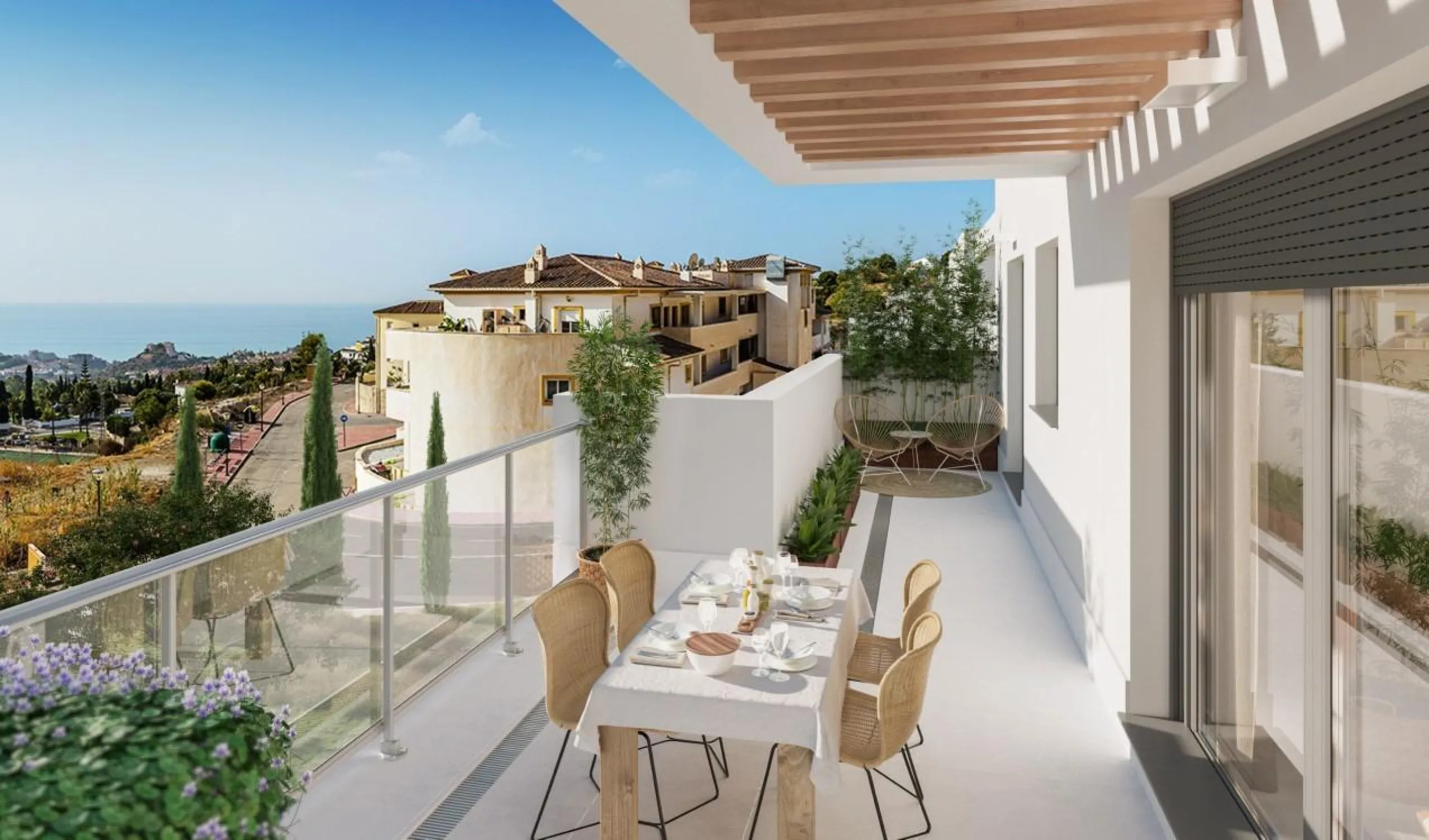 New Build Apartments for Sale in Benalmádena Pueblo Costa del Sol& & Modern Residential Development just 3 km from beach& This exclusive new build development offers 57 contemporary homes with 2 and 3 bedrooms, each featuring 2 full bathrooms and