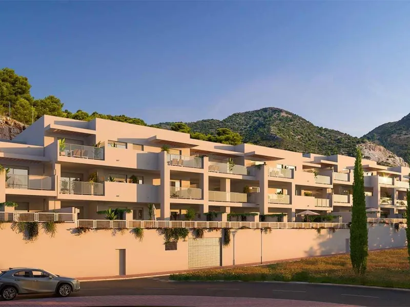 New Build Apartments for Sale in Benalmádena Pueblo Costa del Sol& & Modern Residential Development just 3 km from beach& This exclusive new build development offers 57 contemporary homes with 2 and 3 bedrooms, each featuring 2 full bathrooms and