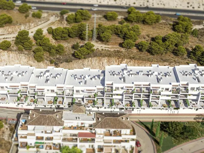 New Build Apartments for Sale in Benalmádena Pueblo Costa del Sol& & Modern Residential Development just 3 km from beach& This exclusive new build development offers 57 contemporary homes with 2 and 3 bedrooms, each featuring 2 full bathrooms and