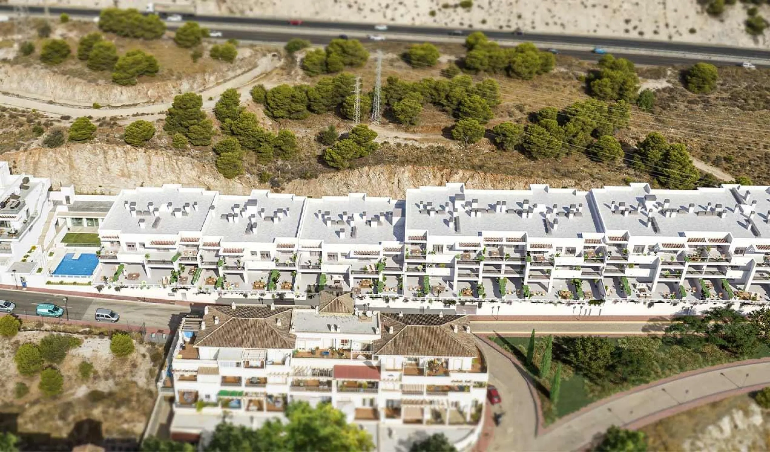 New Build Apartments for Sale in Benalmádena Pueblo Costa del Sol& & Modern Residential Development just 3 km from beach& This exclusive new build development offers 57 contemporary homes with 2 and 3 bedrooms, each featuring 2 full bathrooms and