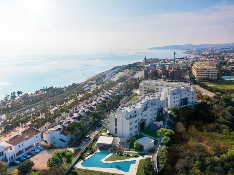 New Build Apartments with Sea Views in La Cala de Mijas& & Exclusive Residential Development on the Costa del Sol& Discover this modern gated community of 72 new build apartments in La Cala de Mijas, one of the most sought-after areas of the Cost