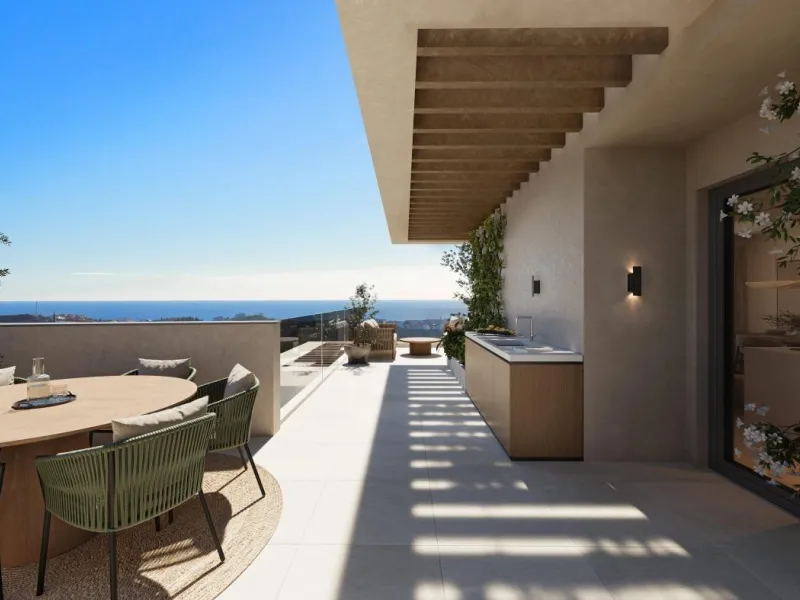 New Sea View Apartments in Mijas, Málaga – Modern Living on the Costa del Sol& & Exclusive New Development Surrounded by Golf and Nature& This new residential project in Mijas, Málaga offers 120 stylish apartments with 1, 2, or 3 bedrooms, though