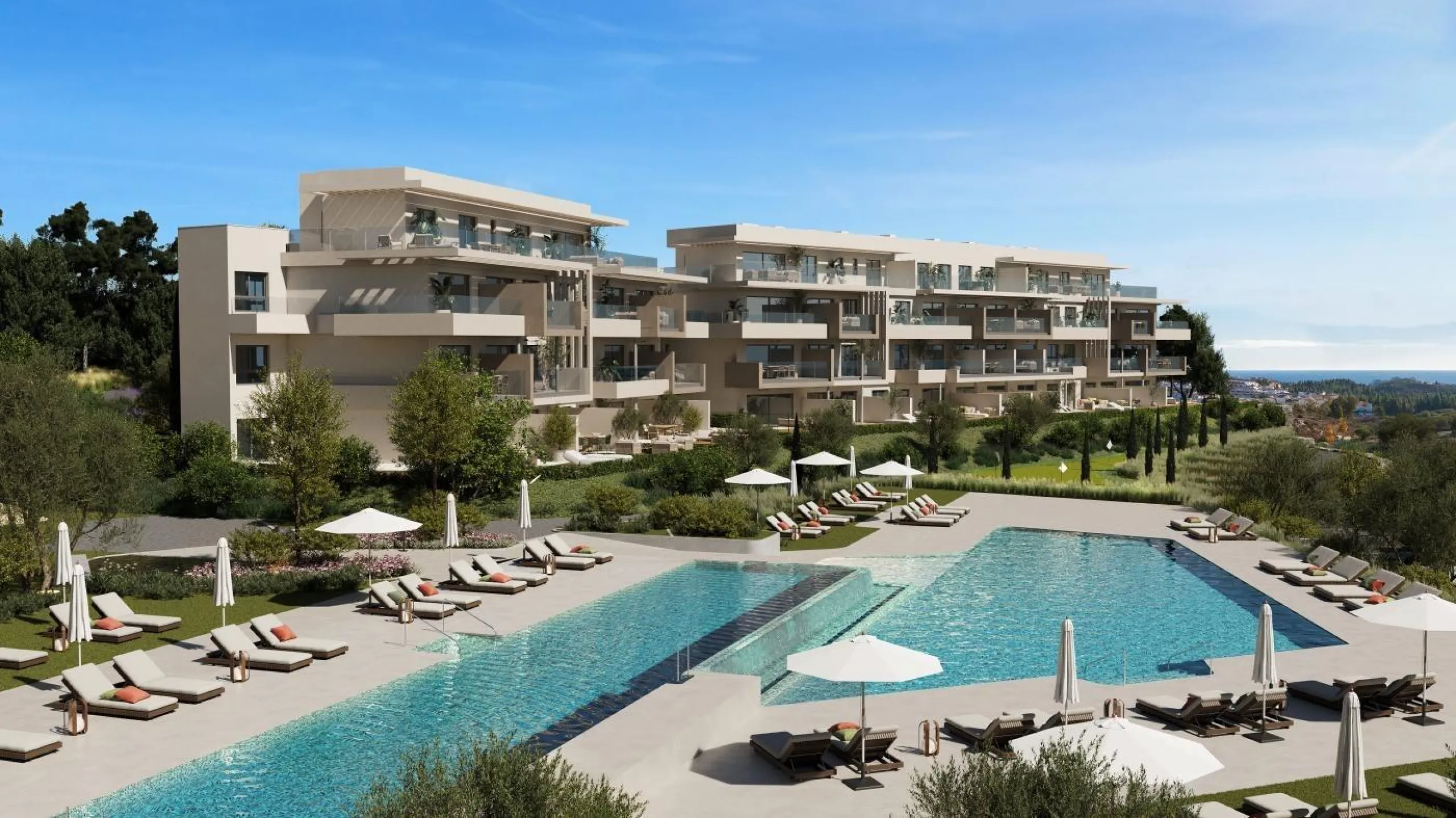 New Sea View Apartments in Mijas, Málaga – Modern Living on the Costa del Sol& & Exclusive New Development Surrounded by Golf and Nature& This new residential project in Mijas, Málaga offers 120 stylish apartments with 1, 2, or 3 bedrooms, though