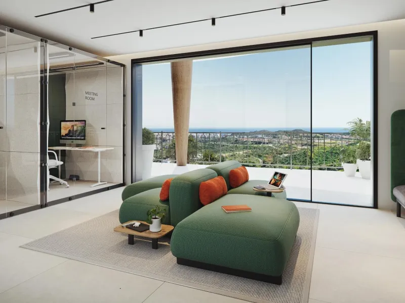 Роскошные новые апартаменты в Cerrado del Águila Golf, Михас, с видом на море и гольф-поле& & Насладитесь эксклюзивным образом жизни в этом современном новом курортном комплексе, расположенном в престижном районе Cerrado del Águila Golf в Михасе. Ок