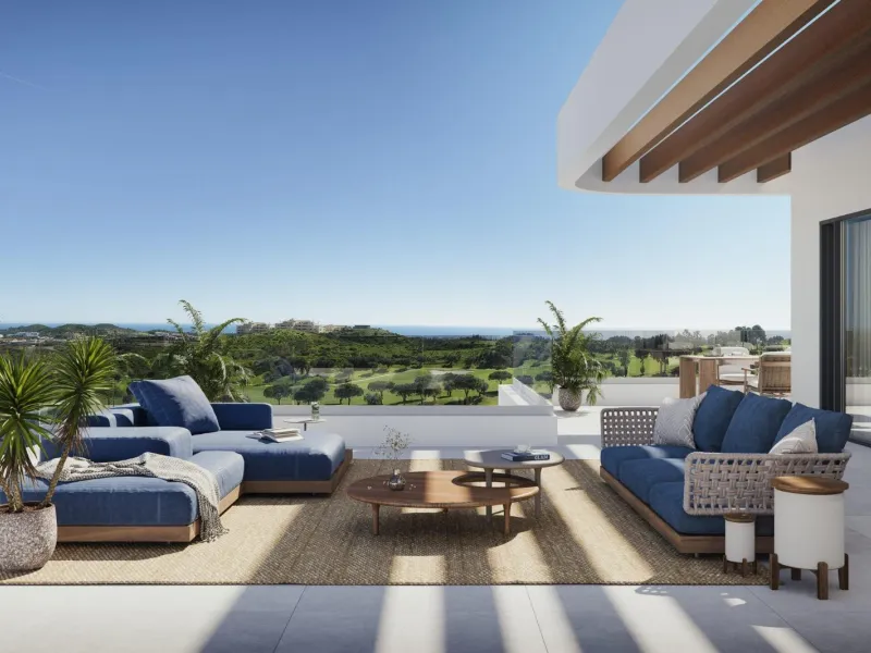 Роскошные новые апартаменты в Cerrado del Águila Golf, Михас, с видом на море и гольф-поле& & Насладитесь эксклюзивным образом жизни в этом современном новом курортном комплексе, расположенном в престижном районе Cerrado del Águila Golf в Михасе. Ок