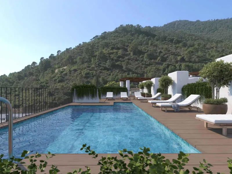 New-Build Apartments and Penthouses for Sale in the Heart of Benahavís, Costa del Sol& & Exclusive Residential in a Privileged Location& Located in the charming Andalusian village of Benahavís, this new residential complex consists of 28 contempo