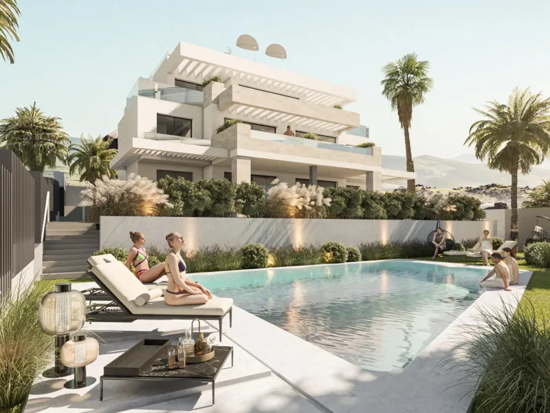 NEW BUILD RESIDENTIAL COMPLEX NEAR ESTEPONA& & New Build residential complex of luxury apartments in Buenas Noches, near Estepona.& & Complex located only 220m from the beach and consist only 3 blocks, each with 5 apartments, in a gated commun