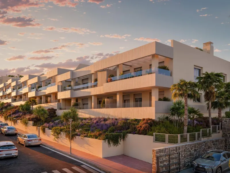 New Build Apartments for Sale in Benalmádena Pueblo Costa del Sol& & Modern Residential Development just 3 km from beach& This exclusive new build development offers 70 contemporary homes with 2 and 3 bedrooms, each featuring 2 full bathrooms and