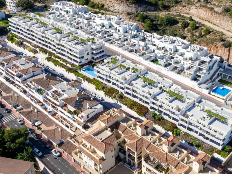 New Build Apartments for Sale in Benalmádena Pueblo Costa del Sol& & Modern Residential Development just 3 km from beach& This exclusive new build development offers 70 contemporary homes with 2 and 3 bedrooms, each featuring 2 full bathrooms and