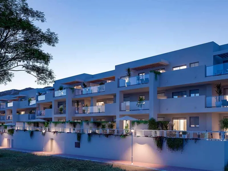 New Build Apartments for Sale in Benalmádena Pueblo Costa del Sol& & Modern Residential Development just 3 km from beach& This exclusive new build development offers 57 contemporary homes with 2 and 3 bedrooms, each featuring 2 full bathrooms and
