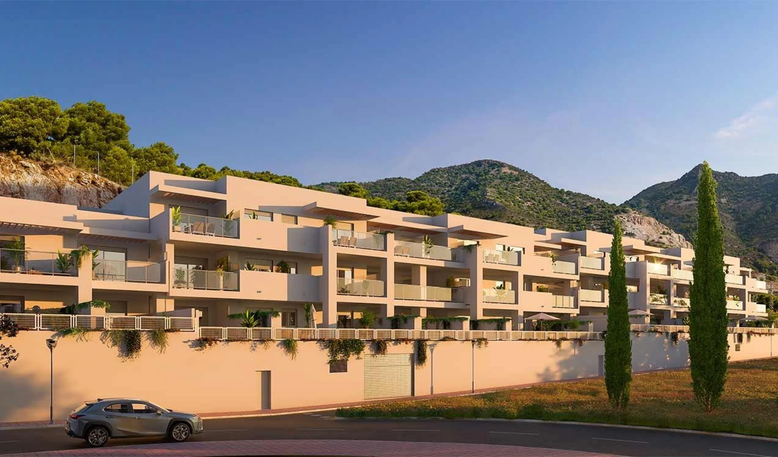 New Build Apartments for Sale in Benalmádena Pueblo Costa del Sol& & Modern Residential Development just 3 km from beach& This exclusive new build development offers 57 contemporary homes with 2 and 3 bedrooms, each featuring 2 full bathrooms and