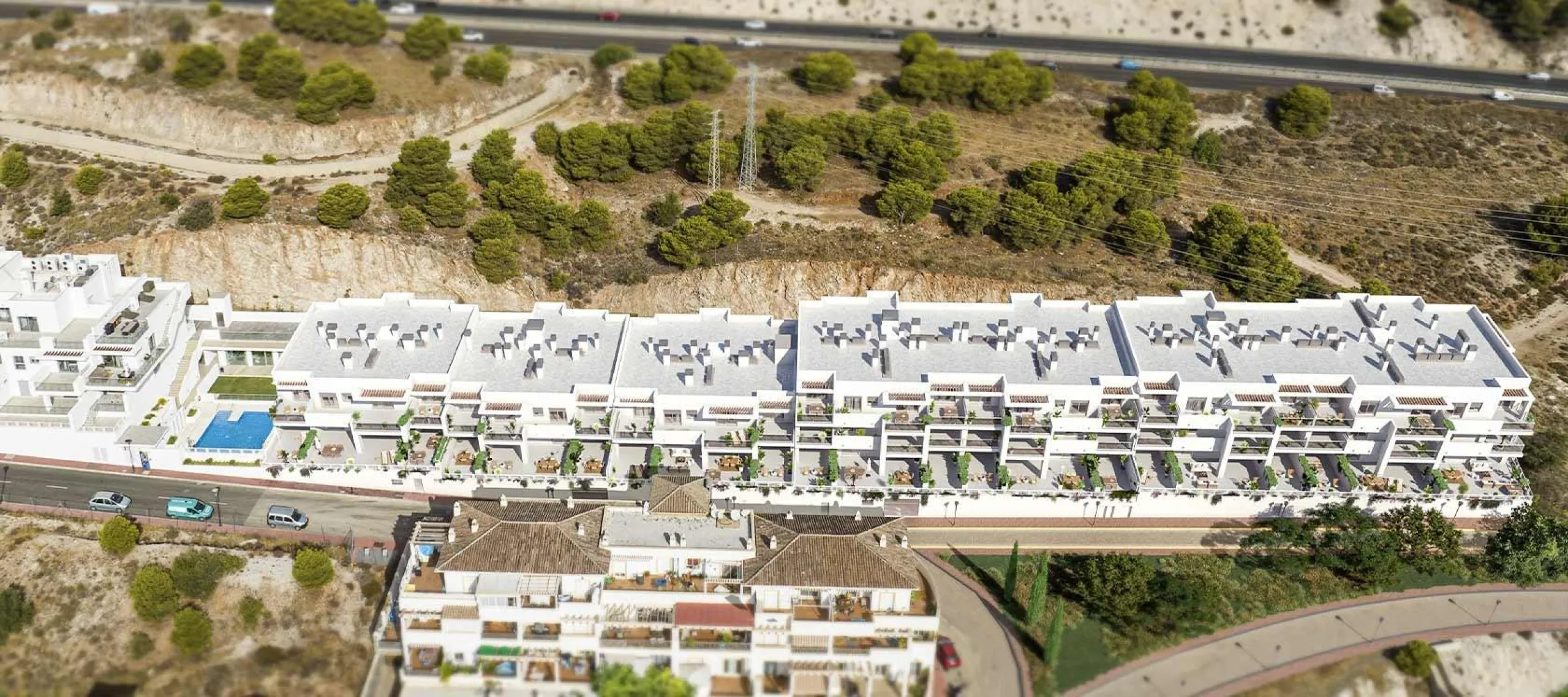 New Build Apartments for Sale in Benalmádena Pueblo Costa del Sol& & Modern Residential Development just 3 km from beach& This exclusive new build development offers 57 contemporary homes with 2 and 3 bedrooms, each featuring 2 full bathrooms and