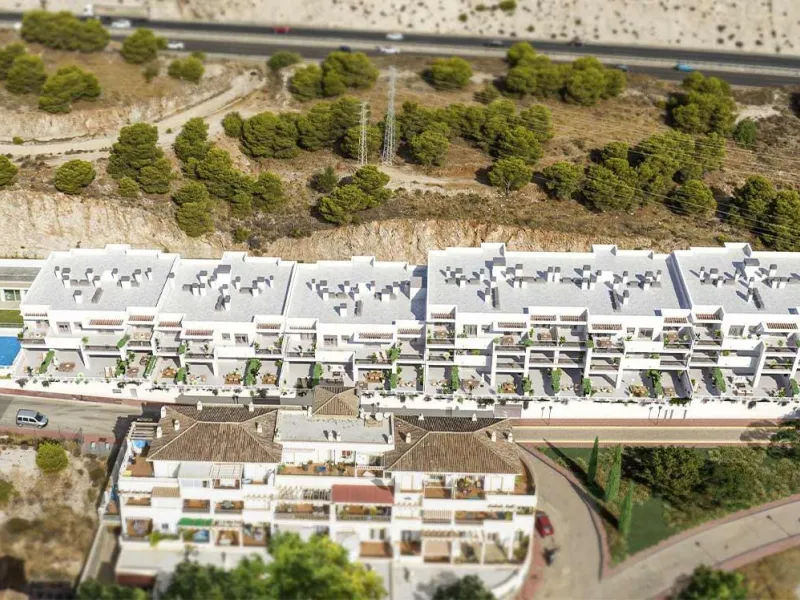 New Build Apartments for Sale in Benalmádena Pueblo Costa del Sol& & Modern Residential Development just 3 km from beach& This exclusive new build development offers 57 contemporary homes with 2 and 3 bedrooms, each featuring 2 full bathrooms and