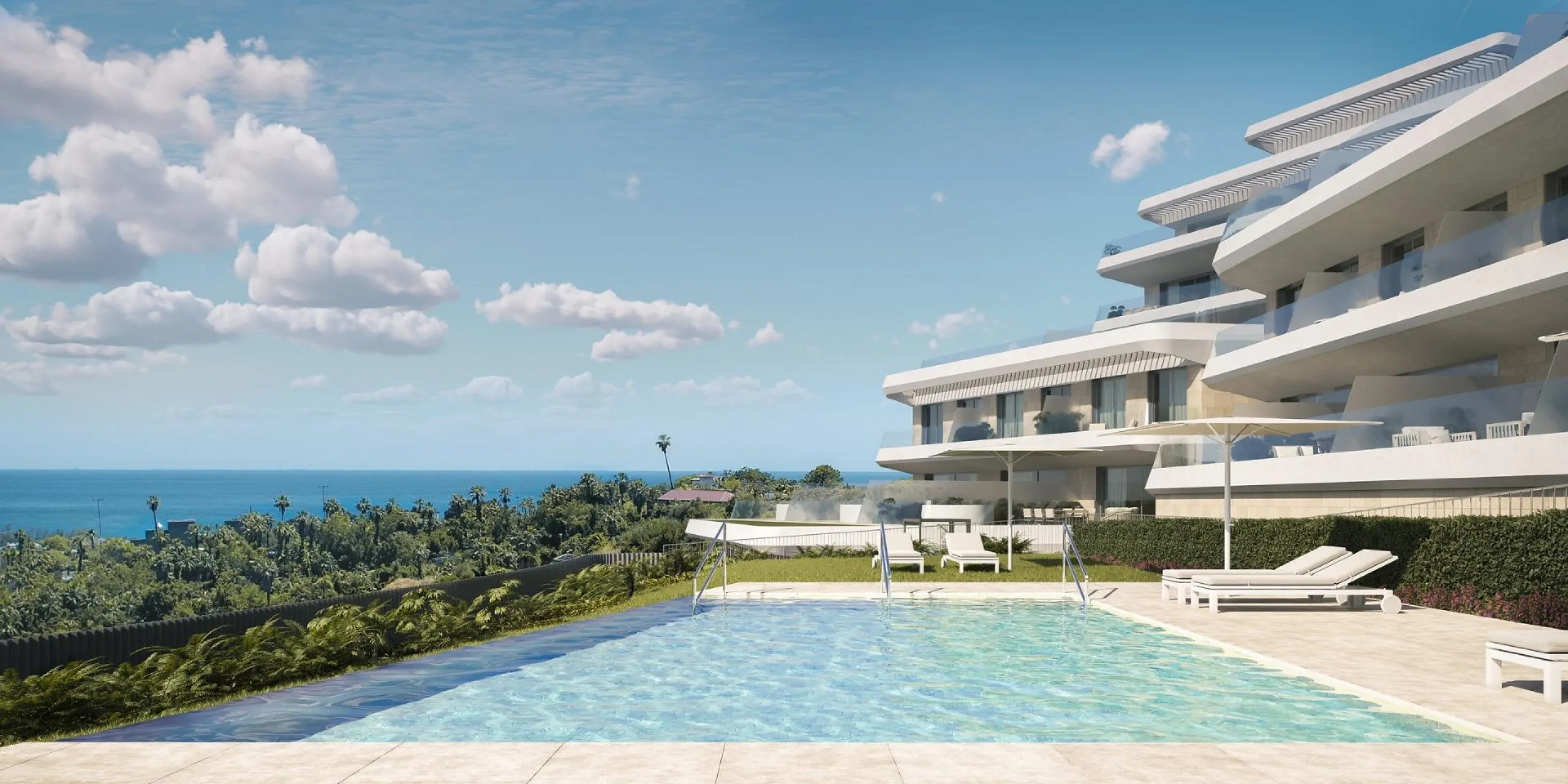 New Build Apartments with Sea Views in Selwo, Estepona& & A unique residential project located next to Selwo Park, in a privileged location surrounded by nature and green areas. From your new home, you will enjoy spectacular sea views and communal a