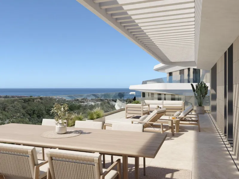 New Build Apartments with Sea Views in Selwo, Estepona& & A unique residential project located next to Selwo Park, in a privileged location surrounded by nature and green areas. From your new home, you will enjoy spectacular sea views and communal a