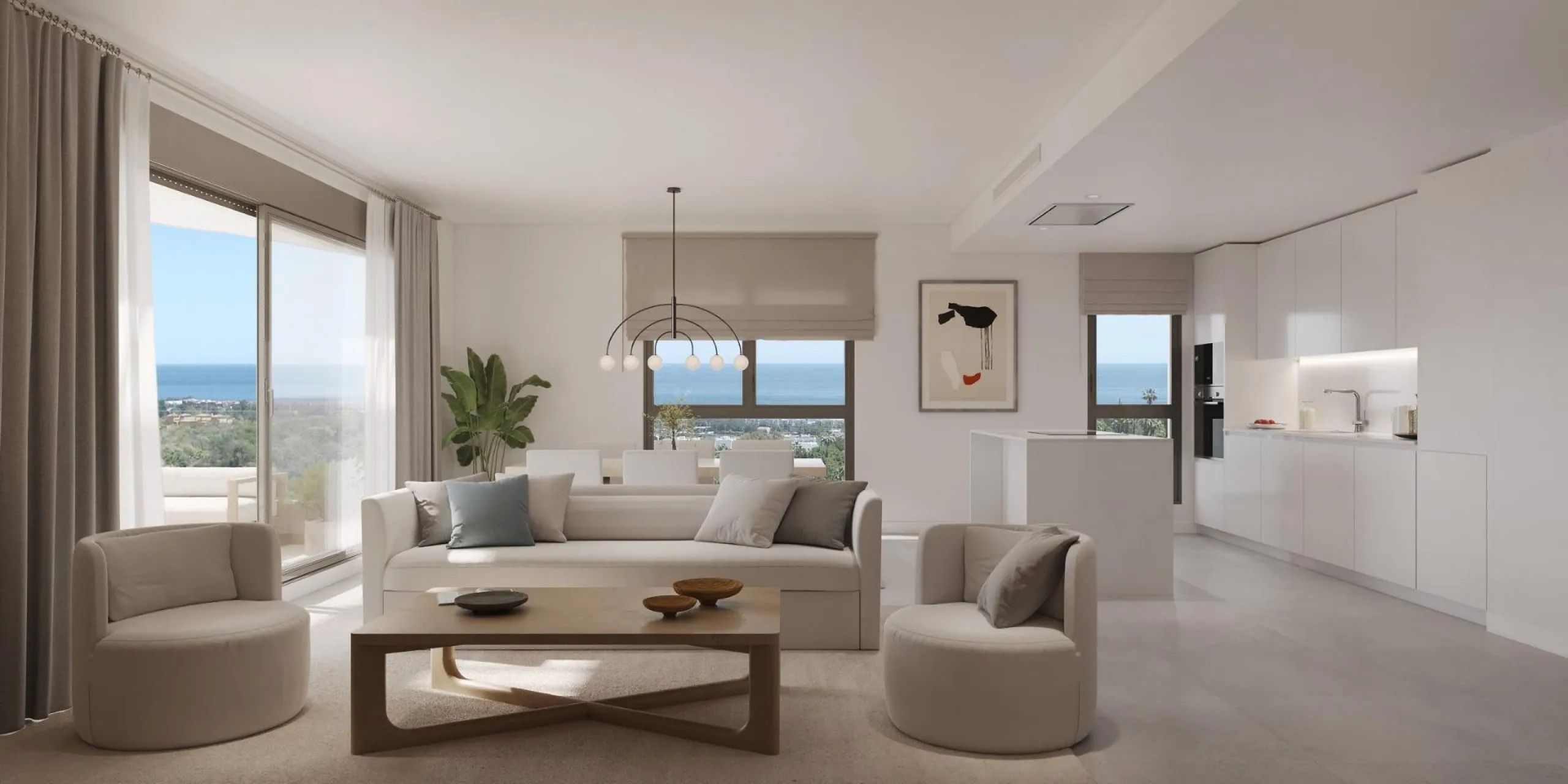 New Build Apartments with Sea Views in Selwo, Estepona& & A unique residential project located next to Selwo Park, in a privileged location surrounded by nature and green areas. From your new home, you will enjoy spectacular sea views and communal a
