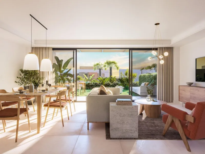 NEW BUILD TOWNHOUSES WITH SEA AND GOLF COURSE VIEWS& & Located halfway between La Cala de Mijas and Fuengirola, on the front line of the El Chaparral golf course and only 700 metres from the beach of the same name. & & Gated residential comple