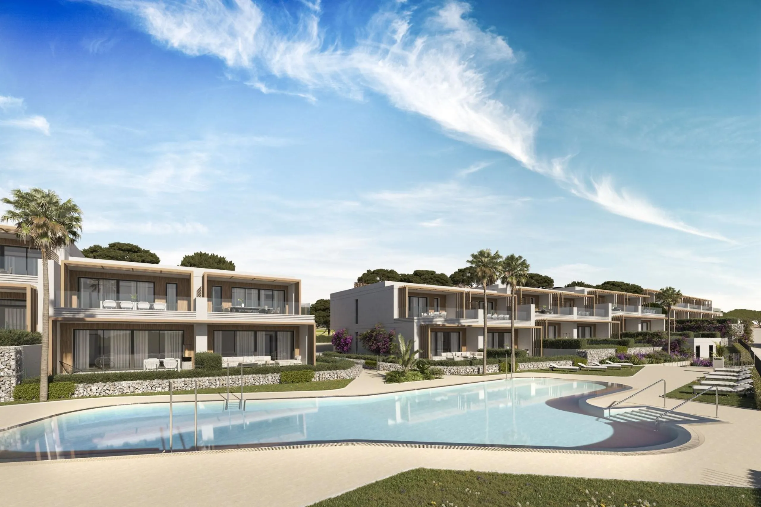 NEW BUILD TOWNHOUSES WITH SEA AND GOLF COURSE VIEWS& & Located halfway between La Cala de Mijas and Fuengirola, on the front line of the El Chaparral golf course and only 700 metres from the beach of the same name. & & Gated residential comple