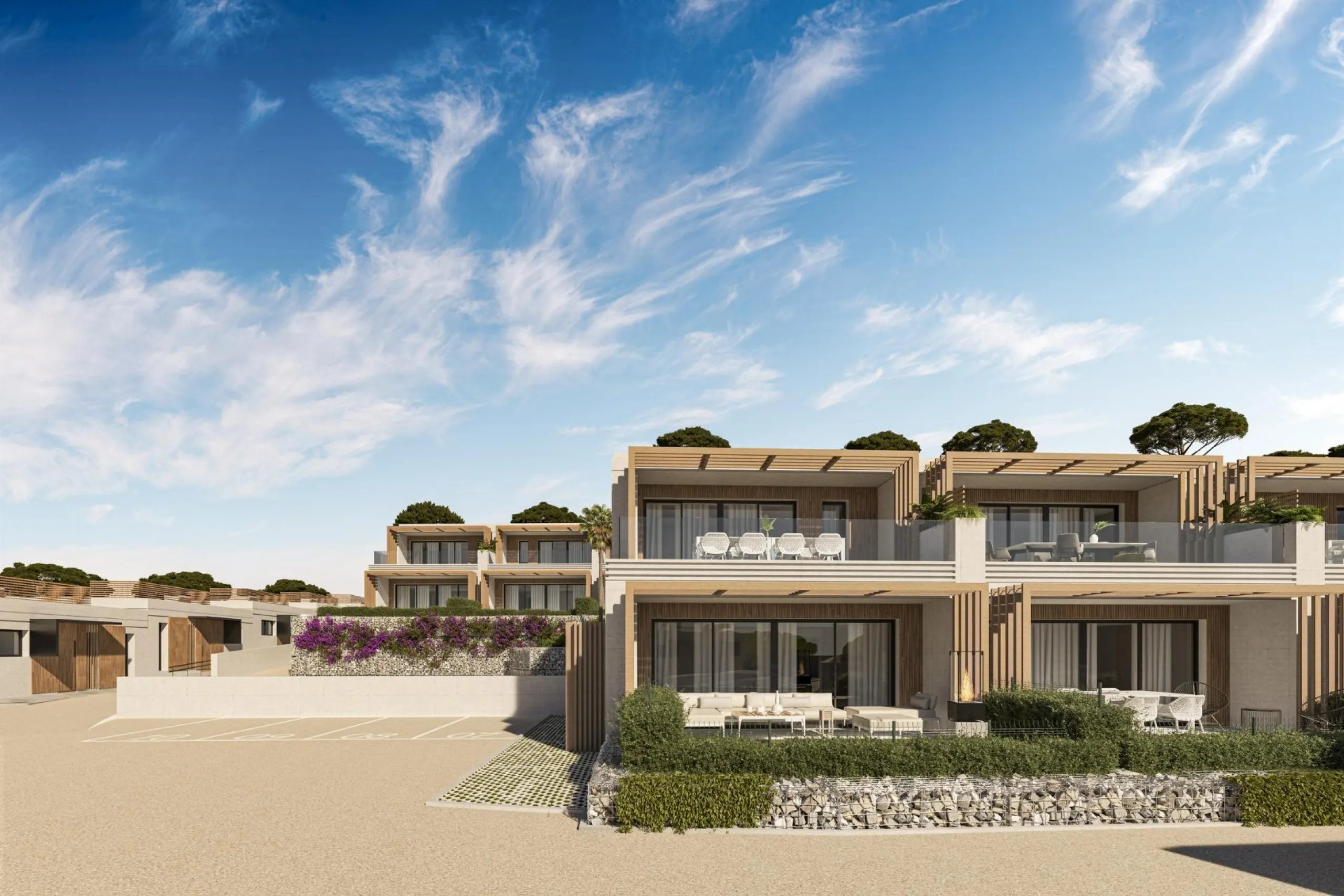 NEW BUILD TOWNHOUSES WITH SEA AND GOLF COURSE VIEWS& & Located halfway between La Cala de Mijas and Fuengirola, on the front line of the El Chaparral golf course and only 700 metres from the beach of the same name. & & Gated residential comple
