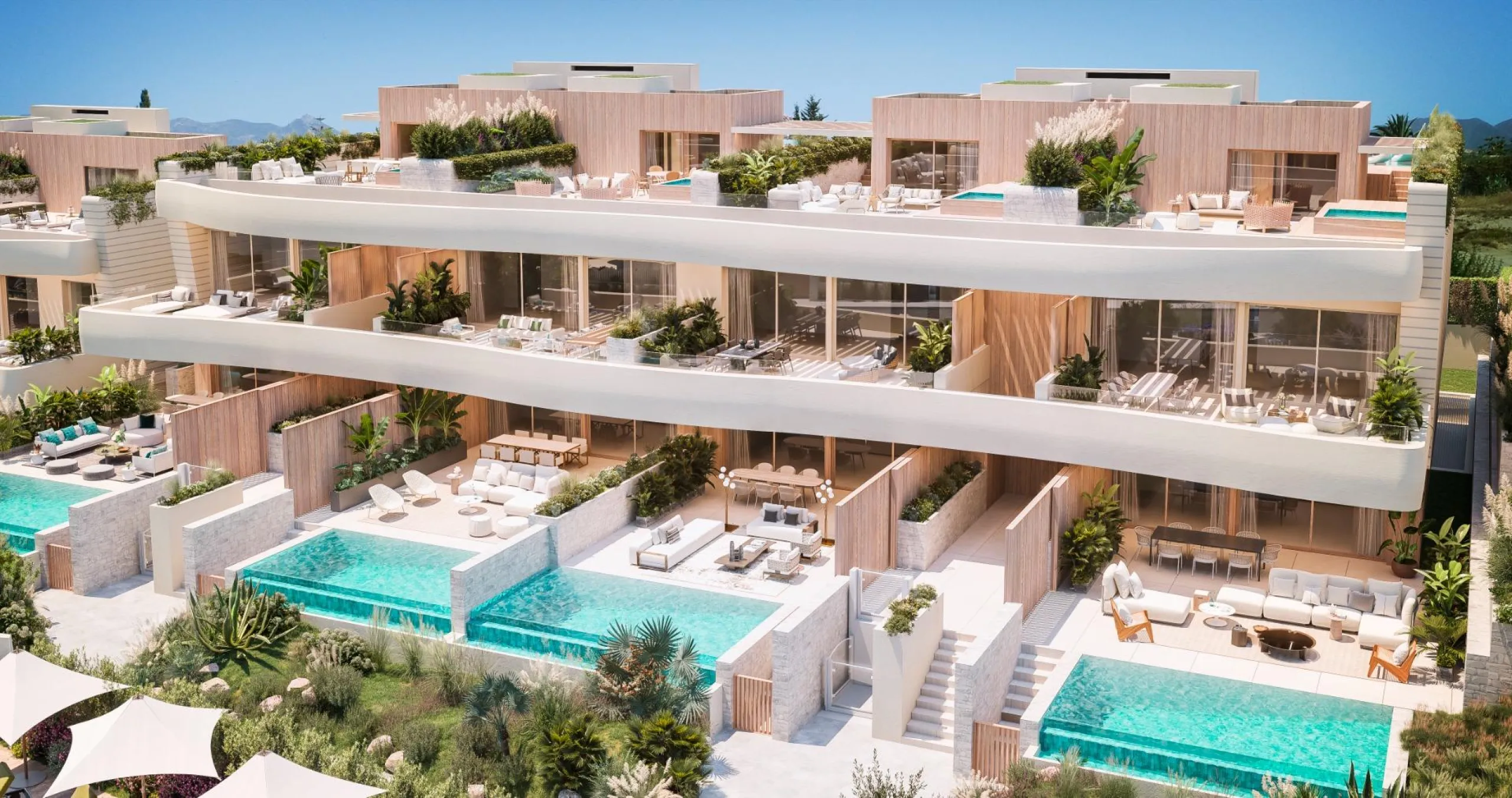 NEW BUILD LUXURY FRONTLINE RESIDENTIAL COMPLEX NEAR MARBELLA& & New Build unique and unrivalled project located on the beachfront in Las Chapas (Marbella), on one of the last available plots facing the sea,.& Residential offers 96 spacious apartm