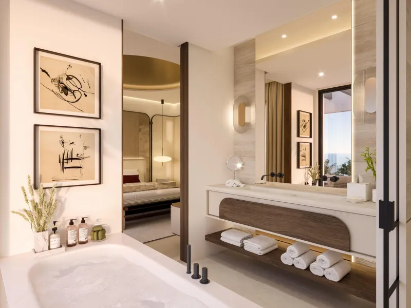 NEW BUILD LUXURY FRONTLINE RESIDENTIAL COMPLEX NEAR MARBELLA& & New Build unique and unrivalled project located on the beachfront in Las Chapas (Marbella), on one of the last available plots facing the sea,.& Residential offers 96 spacious apartm