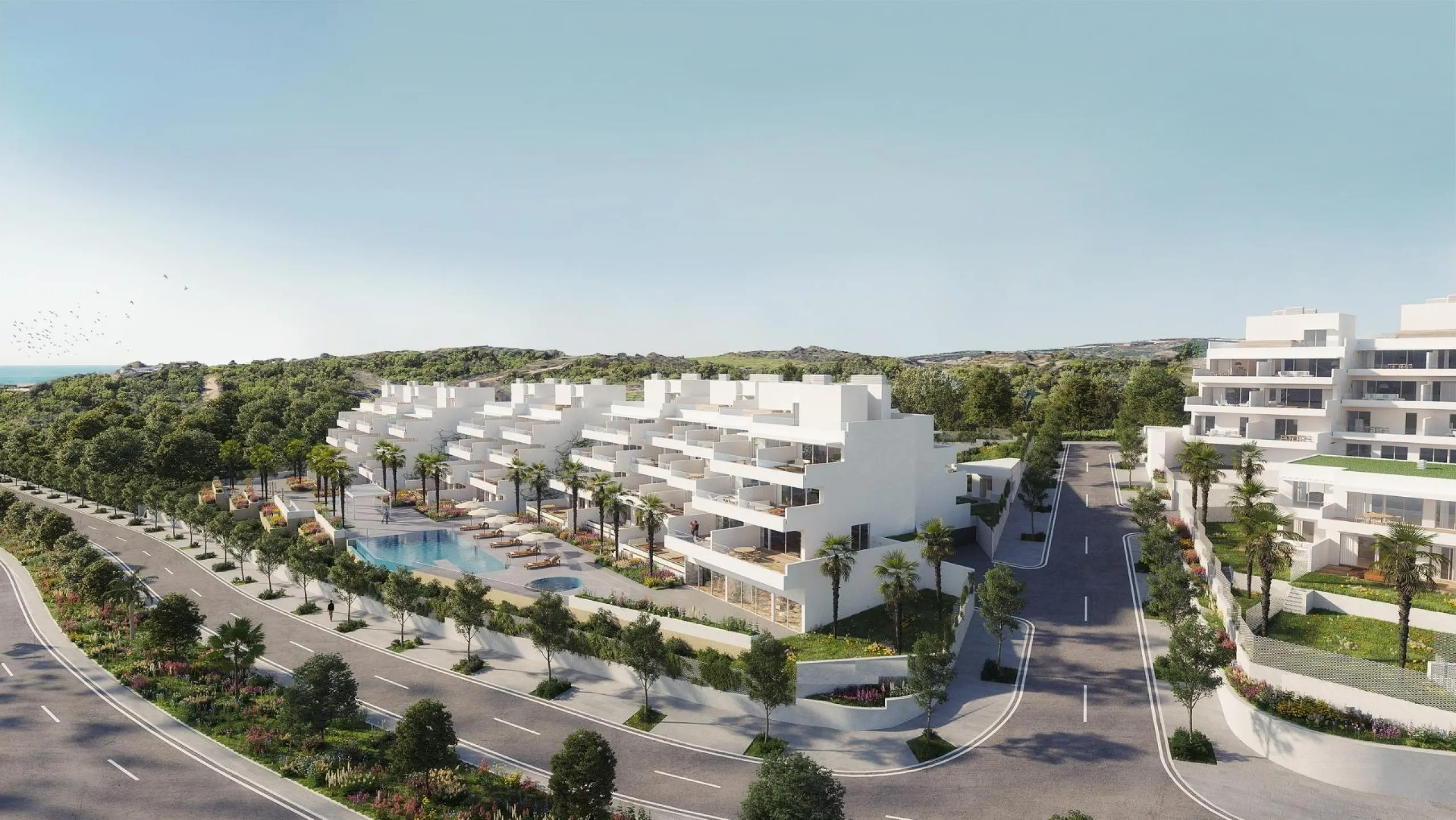 NEW BUILD RESIDENTIAL COMPLEX IN ESTEPONA& &  New Build residential complex in Estepona consist of 54 properties.& You can choose 2 and 3 bedrooms options and different types: ground floors, mid-level floors and penthouses, all with sea views, so