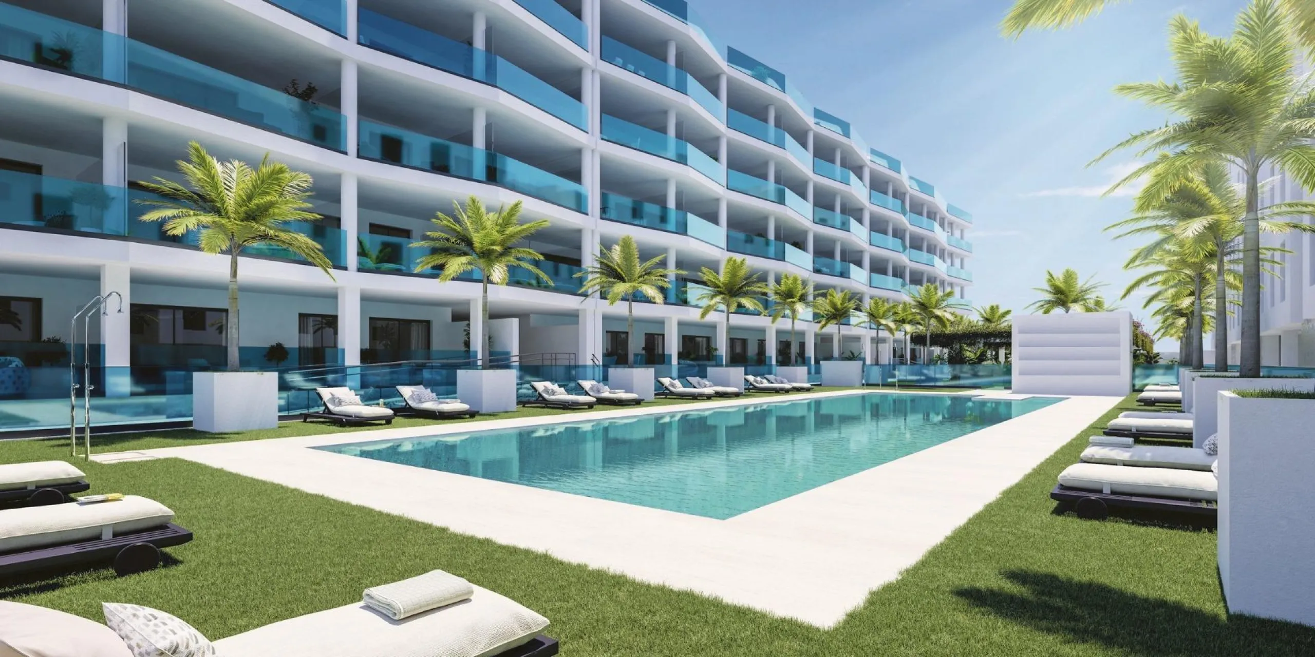 Quiet gated residential complex consisting of 1, 2 and 3 bedroom flats and 3 bedroom penthouses. All properties have garage and storage room. Air conditioning with heat pump. Underfloor heating in bathrooms with independent control. With spectacular terra