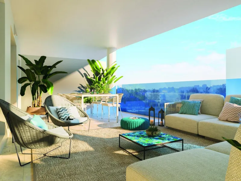 Quiet gated residential complex consisting of 1, 2 and 3 bedroom flats and 3 bedroom penthouses. All properties have garage and storage room. Air conditioning with heat pump. Underfloor heating in bathrooms with independent control. With spectacular terra