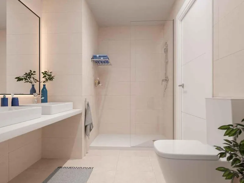 Quiet gated residential complex consisting of 1, 2 and 3 bedroom flats and 3 bedroom penthouses. All properties have garage and storage room. Air conditioning with heat pump. Underfloor heating in bathrooms with independent control. With spectacular terra