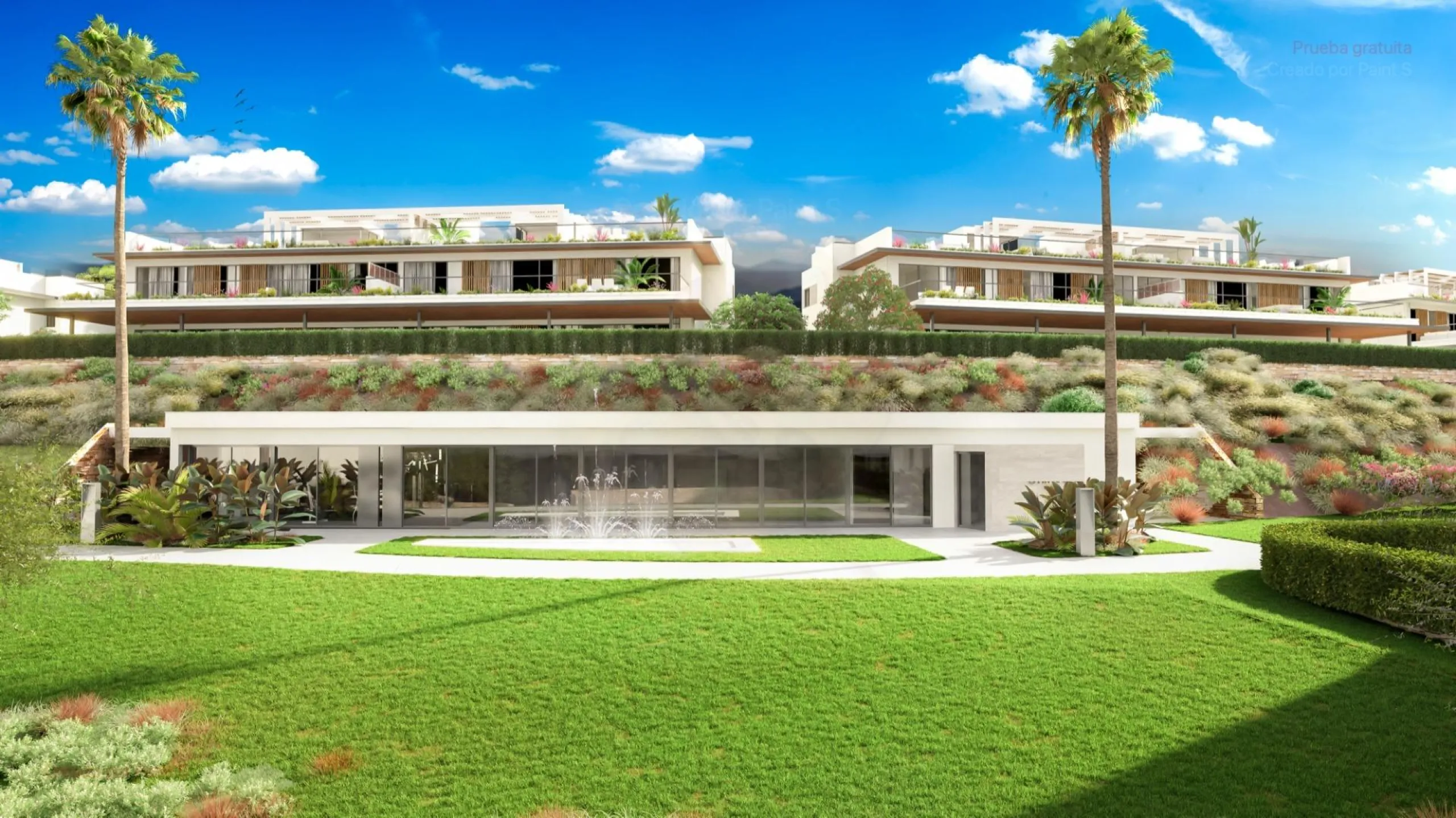 Gated frontline golf development, on gentle hills in the outskirts of Marbella. 3 and 4 bedroom homes with large windows, and living room and kitchen integrated into an open-plan space that allows you to take advantage of natural light at every moment of 