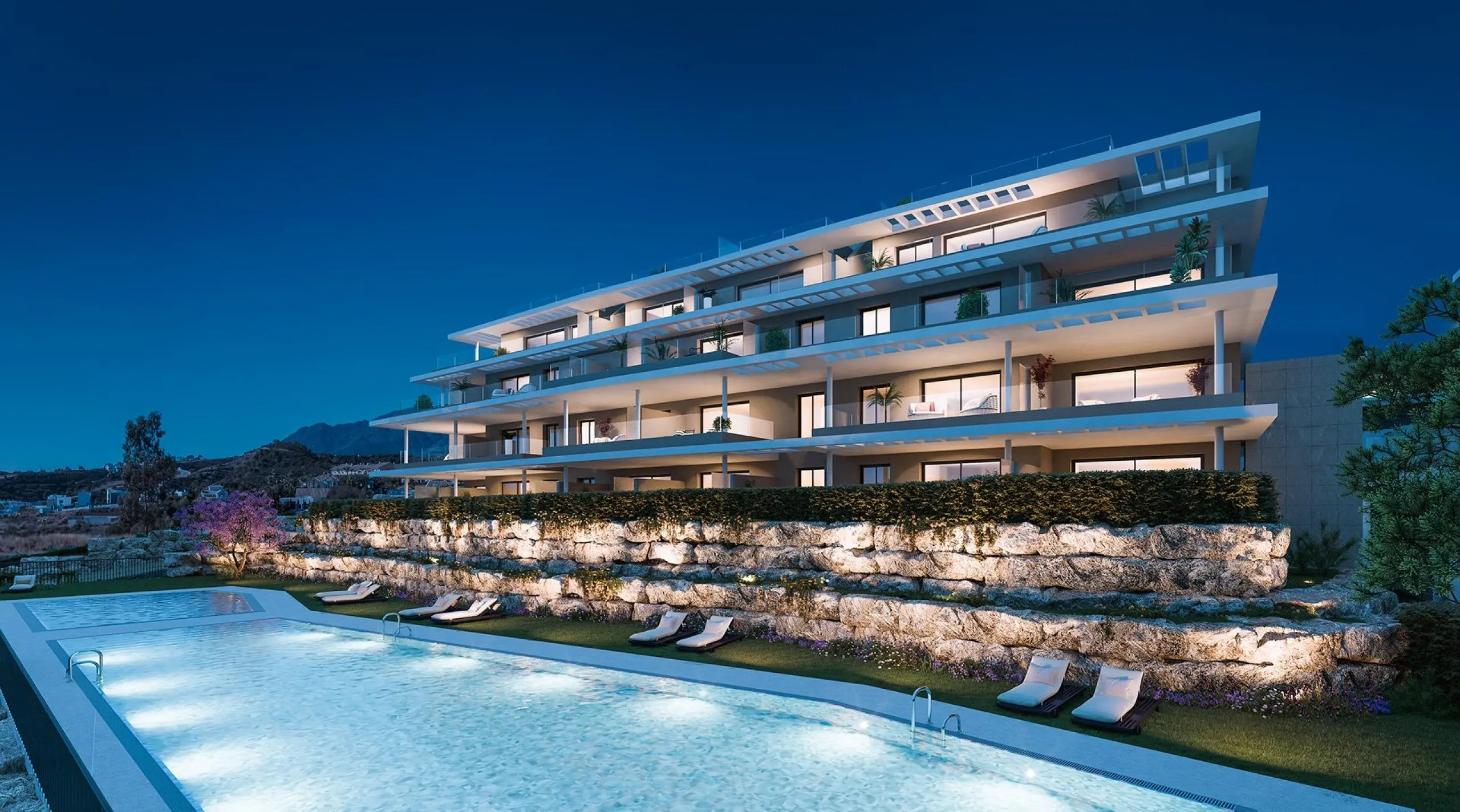 NEW BUILD RESIDENTIAL COMPLEX IN ESTEPONA& & A project that overlooks the sea and the mountains and whose architecture blends in with the surroundings to create a habitat of its own, where the sun and the Mediterranean mark the passage of time& &