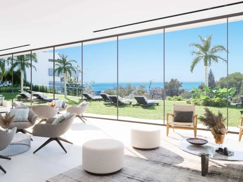 Innovative and elegant residential of 2 and 3-bedroom homes with large windows and extensive terraces to enjoy stunning sea views. Ground floor apartments with garden and private swimming pool, and penthouses with solarium with the option of incorporating