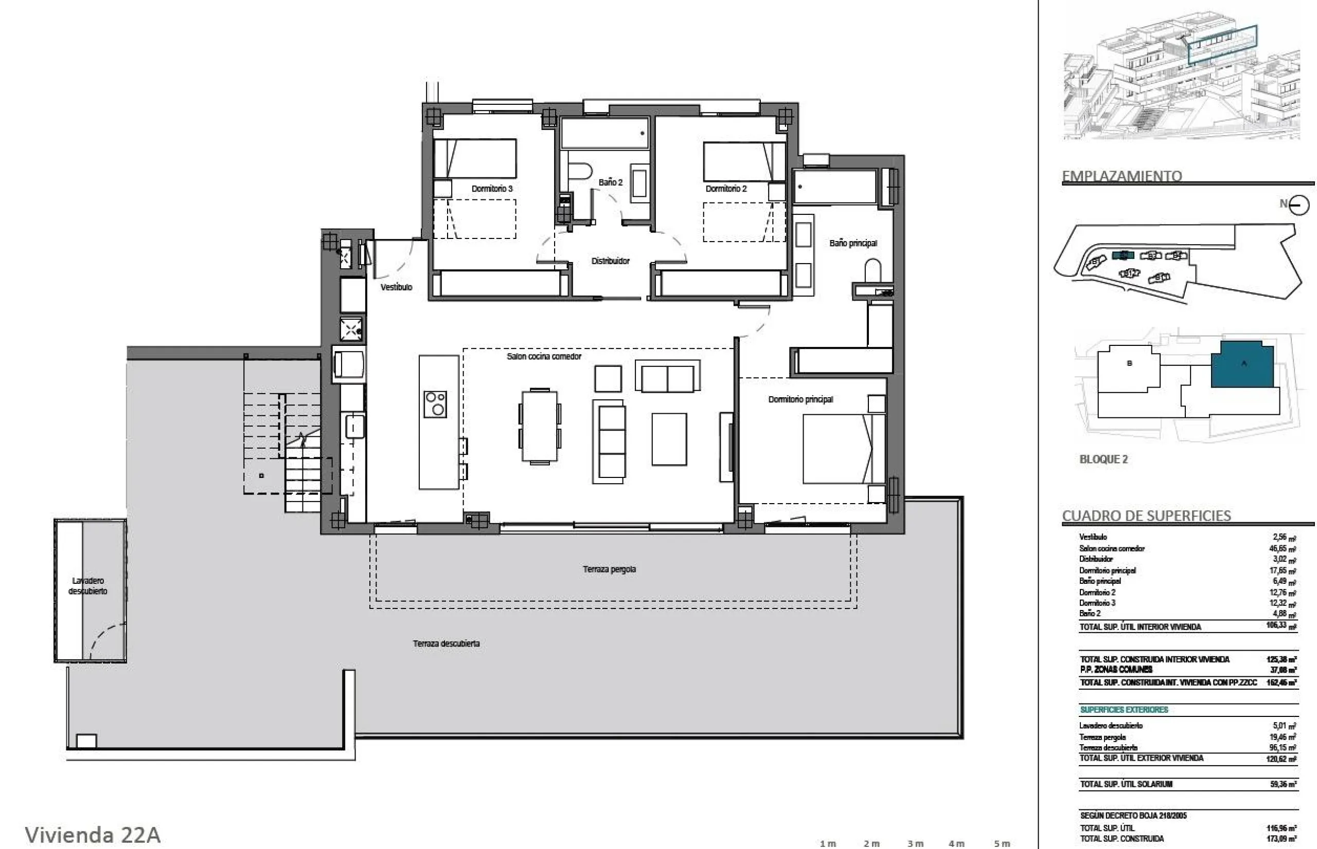 Innovative and elegant residential of 2 and 3-bedroom homes with large windows and extensive terraces to enjoy stunning sea views. Ground floor apartments with garden and private swimming pool, and penthouses with solarium with the option of incorporating