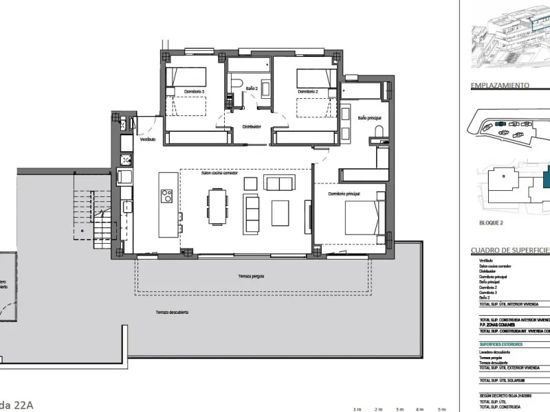 Innovative and elegant residential of 2 and 3-bedroom homes with large windows and extensive terraces to enjoy stunning sea views. Ground floor apartments with garden and private swimming pool, and penthouses with solarium with the option of incorporating